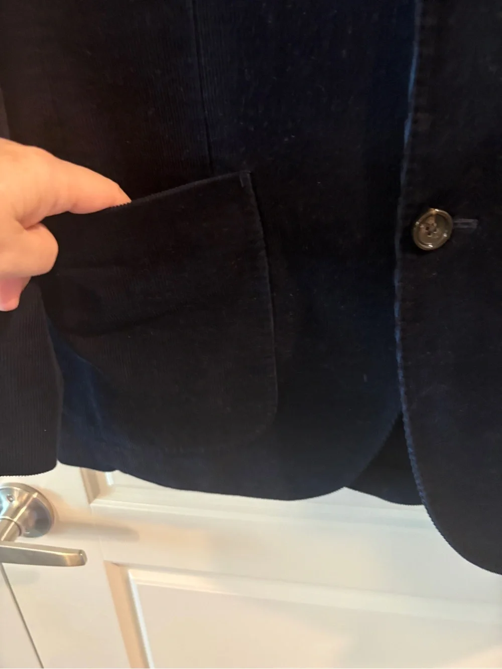 J.Crew Ludlow 36R Navy Corduroy Blazer Wool Collar Mens Preppy